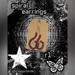 Red and Black Spiral Earrings